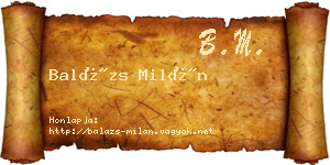 Balázs Milán névjegykártya