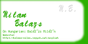 milan balazs business card